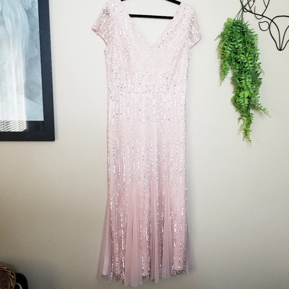 Adrianna Papell | Blush Pink Beaded Chiffon Gown